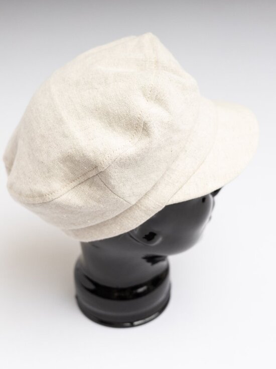 Women\'s Upcycled Small Beige Linen Military Cadet Army Patrol Hat main image 4